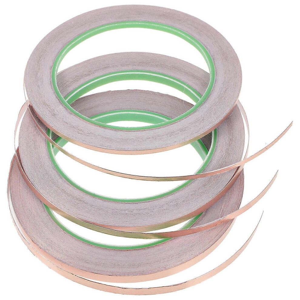 Kricely (As Show, One Size) 3 Rolls Copper Foil Tape Copper Conductive Tape Adhesive Copper Tape For Electrical Repair