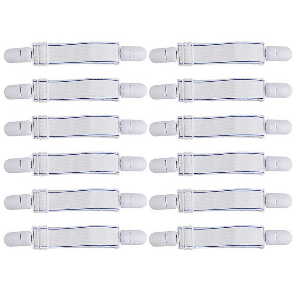 Kricely (As Show, One Size) 12Pcs Bed Sheet Straps Fitted Sheet Clips Straps Bed Sheet Fasteners Clips