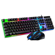 (Black, One size) Colorful Led Illuminated Backlit Usb Wired Pc Rainbow Gaming Keyboard Mouse Set
