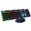 (Black, One size) Colorful Led Illuminated Backlit Usb Wired Pc Rainbow Gaming Keyboard Mouse Set 1