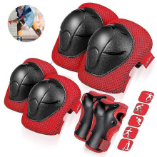 (Red, One size) Kids Knee Pads Elbow Pads Guards, For Skating, Cycling, Bike, Rollerblading, Scooter, Kids Protective Gear For 3-8 Years Old Boys And Girls PAS