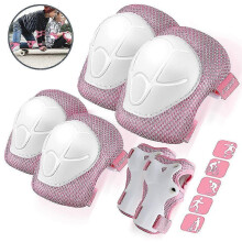 (Pink, One size) Kids Knee Pads Elbow Pads Guards, For Skating, Cycling, Bike, Rollerblading, Scooter, Kids Protective Gear For 3-8 Years Old Boys And Girls PAS