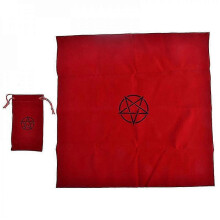 (Red, One size) Pentagram Tarot Tablecloth With Bag Velvet Altar Tarot Cloth Pentacles Mat CRD