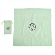 (Light green, One size) Pentagram Tarot Tablecloth With Bag Velvet Altar Tarot Cloth Pentacles Mat CRD