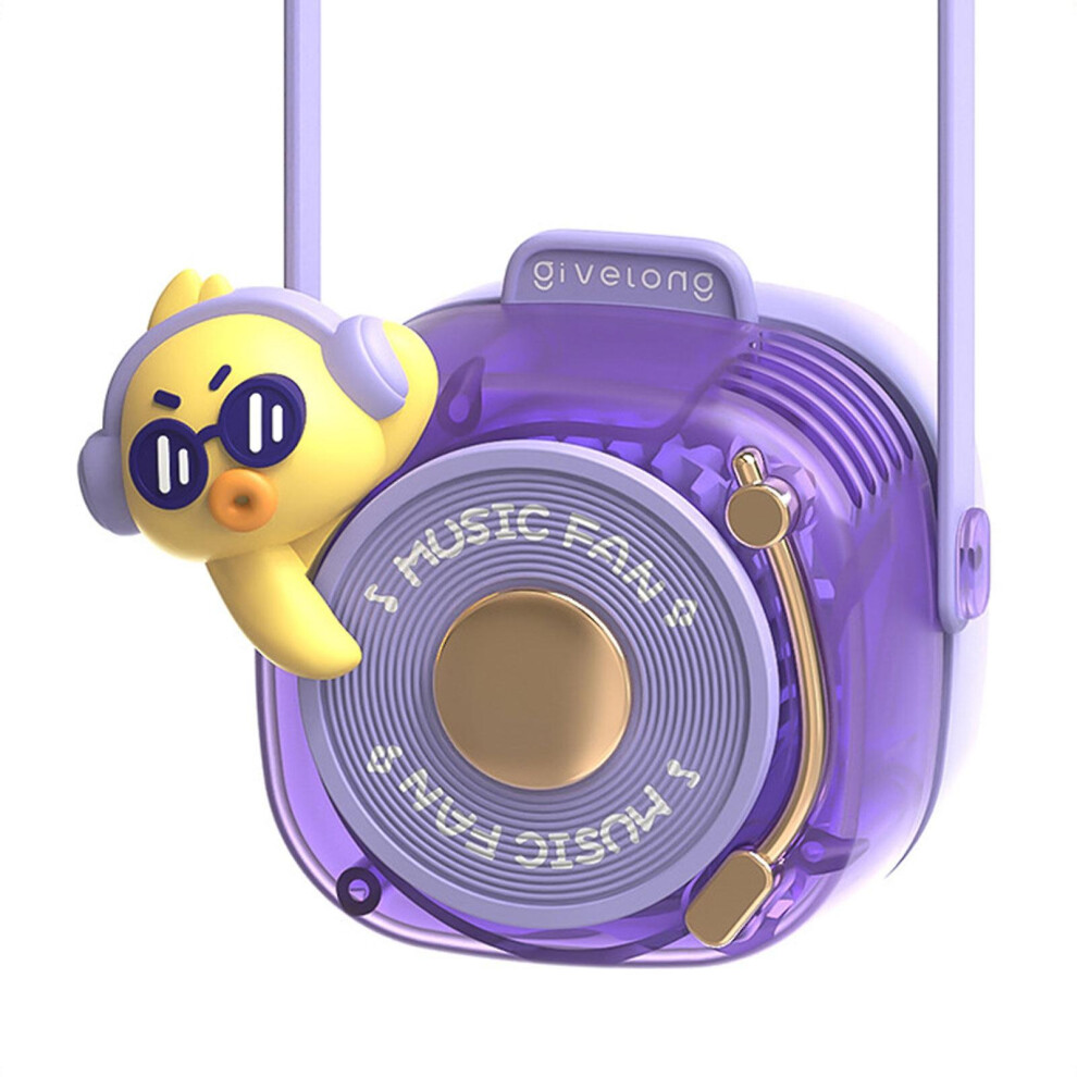 (Purple, One size) 2025 New Portable Hanging Neck Fan For Kids, Rechargeable Personal Necklace Mini Fan, Cute Animal Lanyard Fan, 3 Speeds Adjustable-image-OPC-PG799NH-NEW