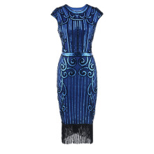 (S, Blue) Hot Sale-josephine Vintage Dress Great Gatsby Retro Dress 1920s Flapper Dress Cocktail Women Dress