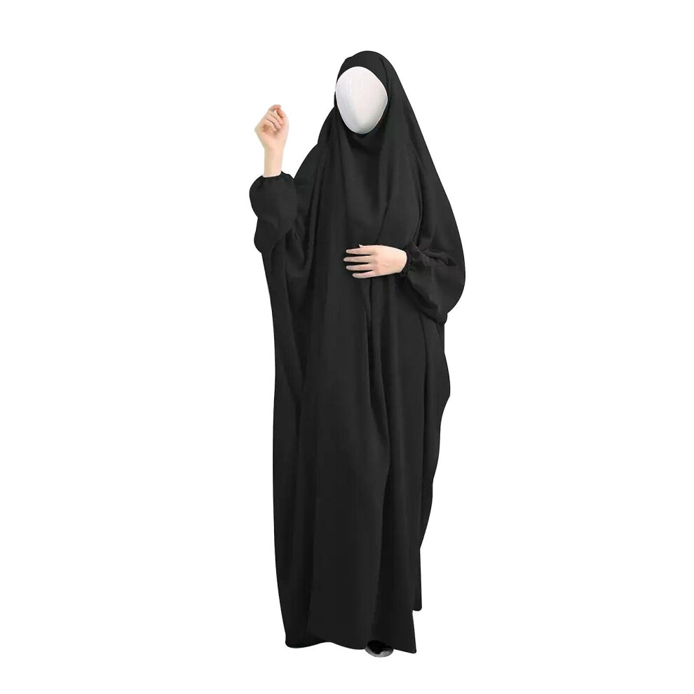 Kikidex (Black, One Size) Big Discount 30% One Piece Muslim Women Prayer Dress Islamic Hijab Abaya Khimar Jilbab Kaftan 2025 New Blue