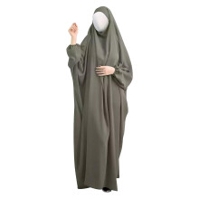 (Military green color, One size) Big Discount 30% One Piece Muslim Women Prayer Dress Islamic Hijab Abaya Khimar Jilbab Kaftan 2025 New