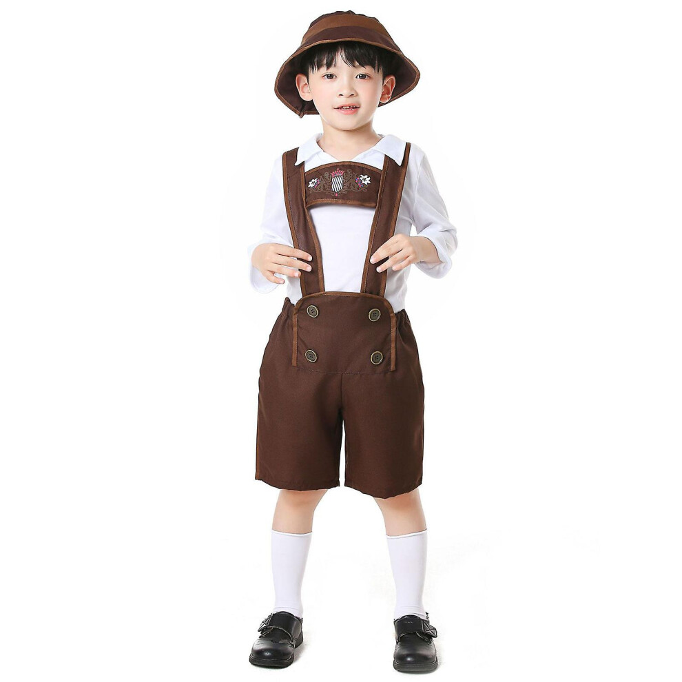 Photos - Fancy Dress Kikidex  Big Discount 30 Mens Oktoberfest Leather Pants German Bavarian Oktoberfest Party Costume Blue (M, White)