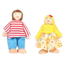 (As show, One size) 2Pcs Family Dolls Mini House Doll Children Pretend Playing Toy Baby Plaything