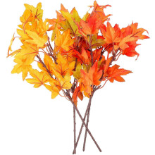 (As show, One size) 4pcs Maple Leaf Pick DIY Garden Fall Pick Artificial Leaves Branch Vase Filling Ornament