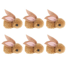 (5.5X5.5cm, Coffee) 6pcs Christmas Plush Rabbit Ornament Adorable Xmas Tree Decoration Scene Props