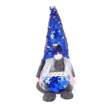 (Yellow, One size) 1PC Faceless Santa Claus Doll Christmas Sequins Fabric Desktop Ornament Christmas Tree Fireplace Window Decoration (Style H, Pink Hat)