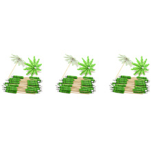 120 x Groene Kokospalm Tandenstokers Papieren Paraplu's Tandenstokers Handgemaakte Cocktail Parasol Sticks voor