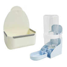 Konijnenvoerbak en waterfles Hangende waterdispenser Automatische dispenser Kleine dierenbak Plastic voerbak