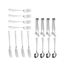 Käsebuttermesser-Set, 16-teilig, Wurstwarenzubehör, Buttermesser aus Edelstahl, Servierzange