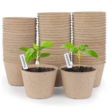 Macetas de turba, paquete de 60 macetas redondas de 3 pulgadas, macetas biodegradables con 20 etiquetas para plantas