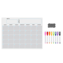 Pizarra blanca magnética A3, calendario de borrado en seco, pizarra blanca, planificador semanal para nevera,