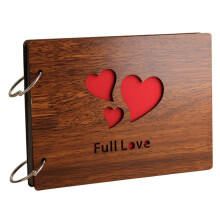 Álbum de fotos con tapa de madera para bricolaje, álbum de recortes de 8 "x 6", lleno de amor
