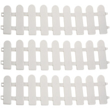 3 Stück 50 x 13 cm weißer Kunststoff-Baumzaun Hof Innengartenzaun Kindergarten Blumengarten Gemüse weißes Dekor