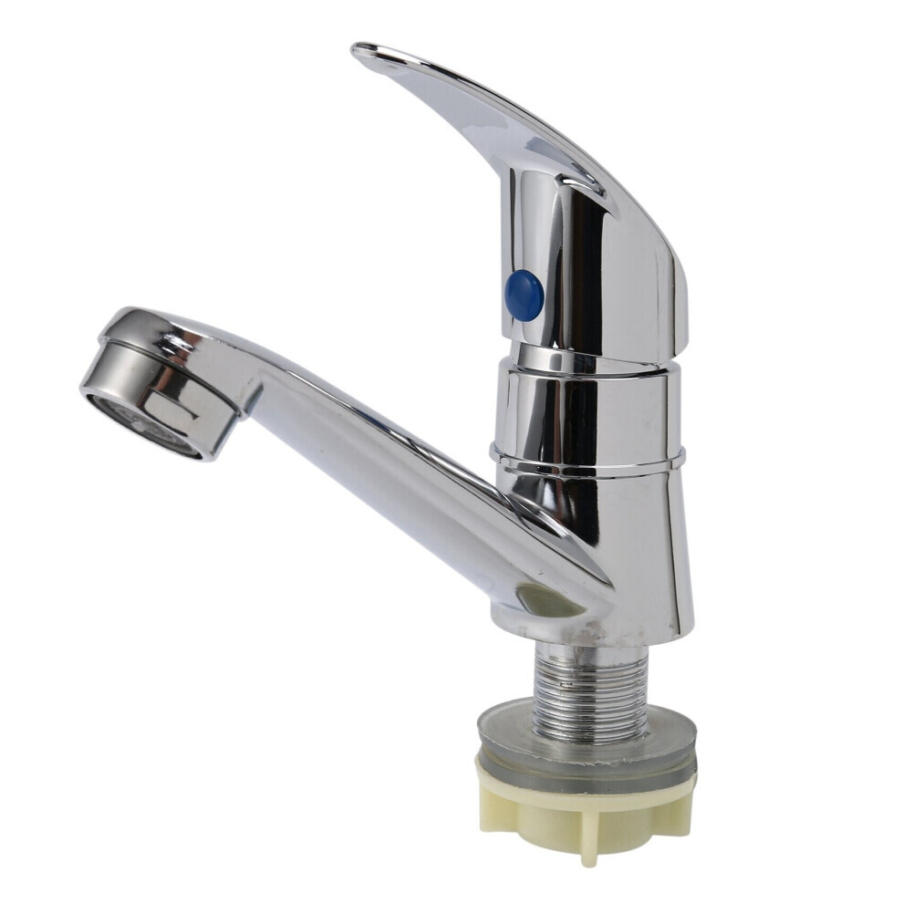 Robinet d'eau de robinet de lavabo à poignée unique, finition chromée pour évier de salle de bains