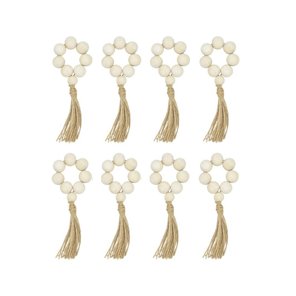 Porte-serviettes en perles de bois naturel fait à la main, 8 pièces, pour mariage, fête, décor d'hôtel à domicile, décoration