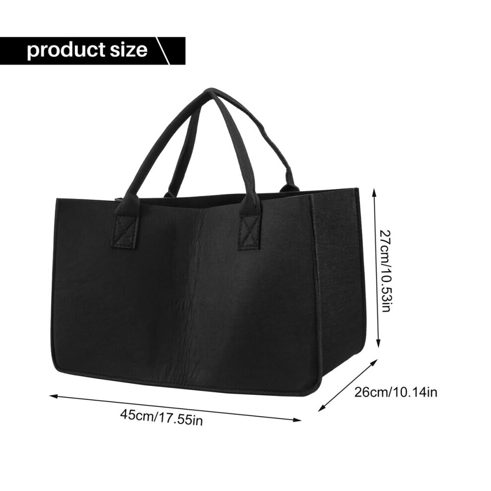 Sac de rangement en feutre de bois de cheminée, panier de rangement pour bois de chauffage, panier pliable en feutre noir