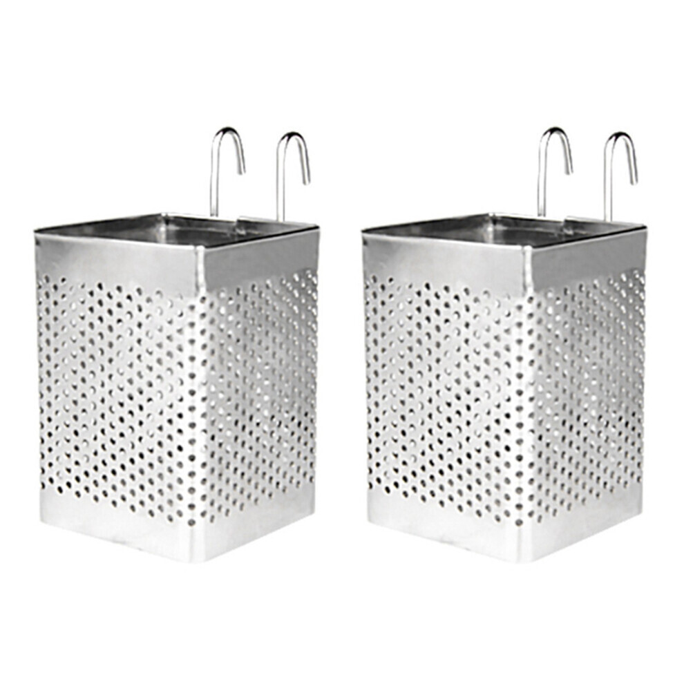 2X porte-baguettes en acier inoxydable, panier de séchage de couverts suspendu, égouttoir de vaisselle avec crochets, ustensile