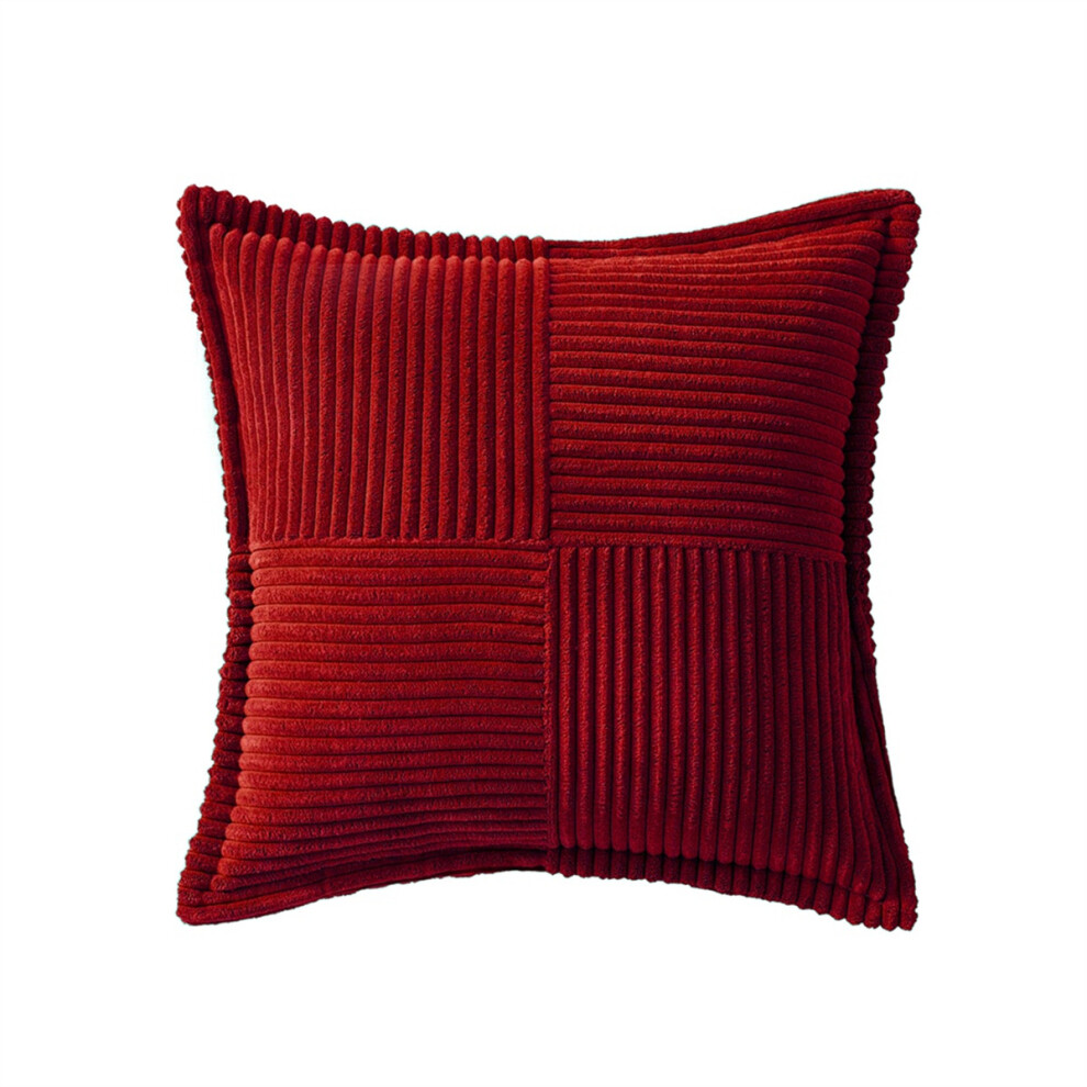 Housses de coussin en velours côtelé avec épissure, housses de coussin douces pour canapé, rouge