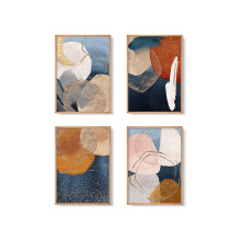 Abstract Boho Wall Art Unframed 8x10 Inch Set of 4 Minimalist Wall Art Prints Wall Decor for Bedroom Gold Blue