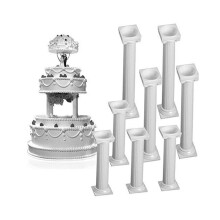 8Pcs/Set White Small + Plastic Cake Pillars, Wedding Cake Pillars Stand, Fondant Cake Support Mold, Making Day