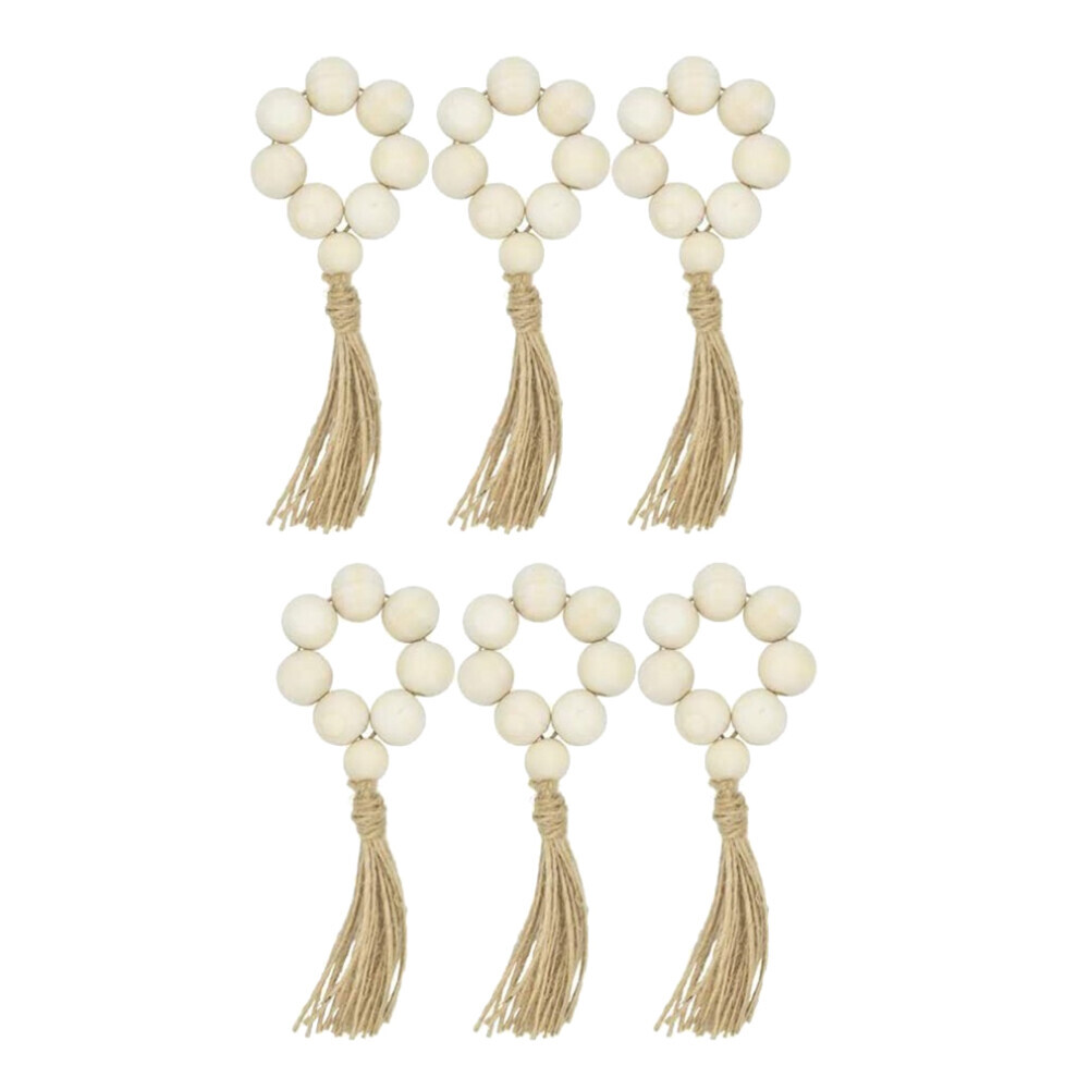 6 ronds de serviette en bois perlé avec réglage de Table, accessoires de décoration de fête de mariage, porte-serviettes