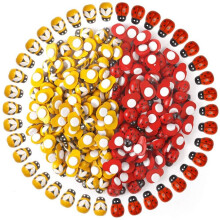 200Pcs Wooden Bees Ladybugs, Wooden Bumble Bees & Ladybugs for Crafts Scrapbooking DIY Party Decoration