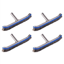 4 cepillos para pared y suelo de piscina de hormigón de 18 pulgadas de acero inoxidable