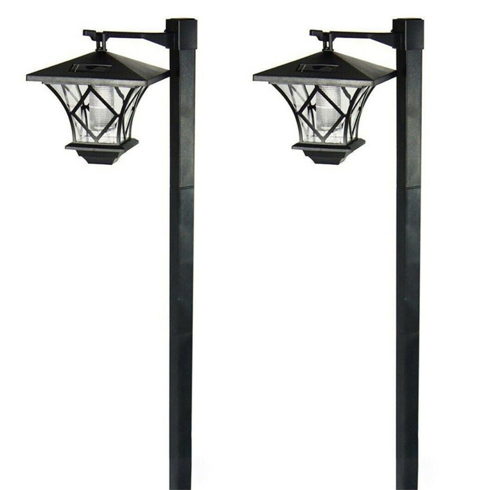 2X 1.5M LED solaire alimenté traditionnel lampe de jardin lampadaire lanterne lumière décor