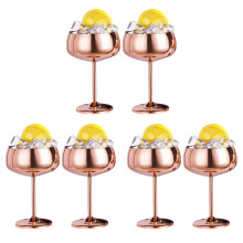 Copper Coupe samppanjalasit, 6 vintage ruostumattomasta teräksestä valmistettua Martini-cocktaillasia, viinikupit