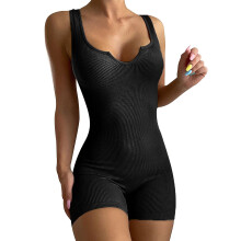 (S, Black) 2025 New Womens Tank Tops Bodysuit Sexy Sleeveless Short Jumpsuits Rompers Sports Yoga
