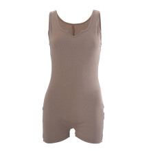 (S, khaki) 2025 New Womens Tank Tops Bodysuit Sexy Sleeveless Short Jumpsuits Rompers Sports Yoga