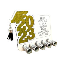 (Golden, One size) Hot Sale Creative Congrats Grad Card Holder Diy Graduation Money Holders Tiered 100% New