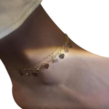 (gold, One size) 2025 New Hot  Ankle Bracelets For Women Girls Gold Silver Two Style Chain Beach Anklet Bracelet Jewelry Anklet Set,adjustable Size