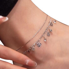 (silver, One size) 2025 New Hot  Ankle Bracelets For Women Girls Gold Silver Two Style Chain Beach Anklet Bracelet Jewelry Anklet Set,adjustable Size