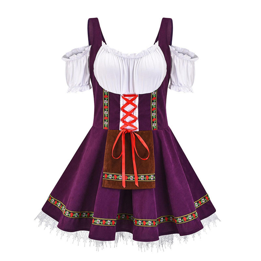 Photos - Fancy Dress Kikidex New Hot German Oktoberfest Bavarian Dirndl Beer Maid Costume Blue 2025(S, Black White)