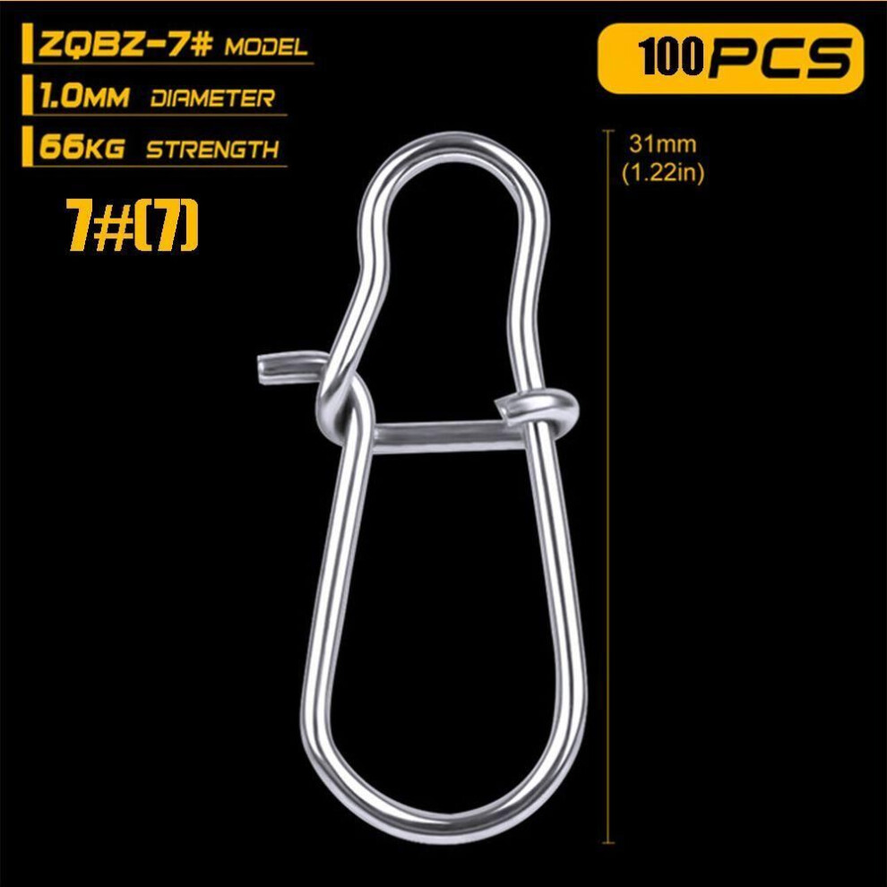 (7) Quality Durable Line tackle 12mm-33.5mm Fishing Hanging Snap Connector Fast lock  Barrel Swivel