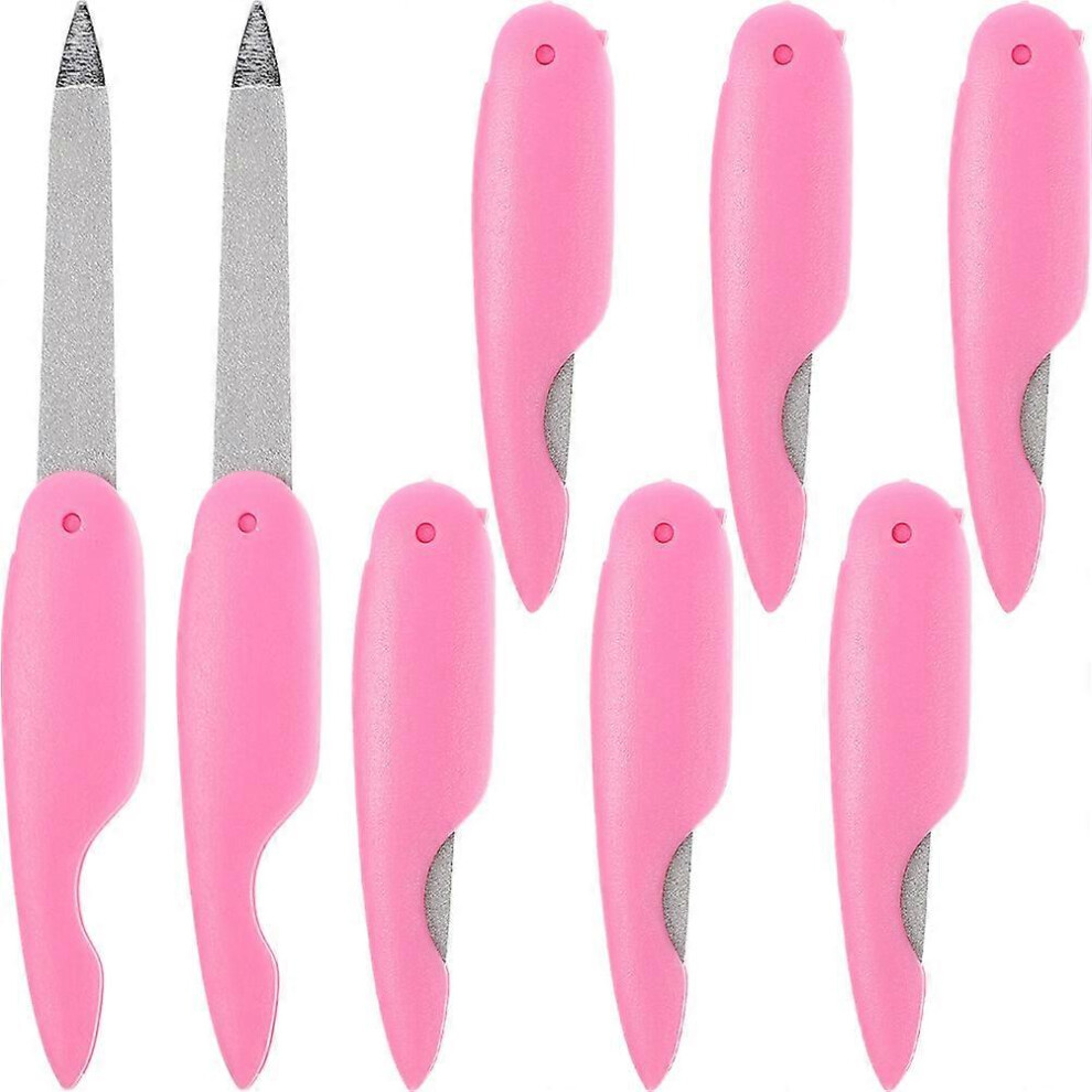 Oltyutc (As Show, One Size) 8Pcs Metal Folding Nail File Double Side Nail File Buffer Fingernails Toenails Manicure Files