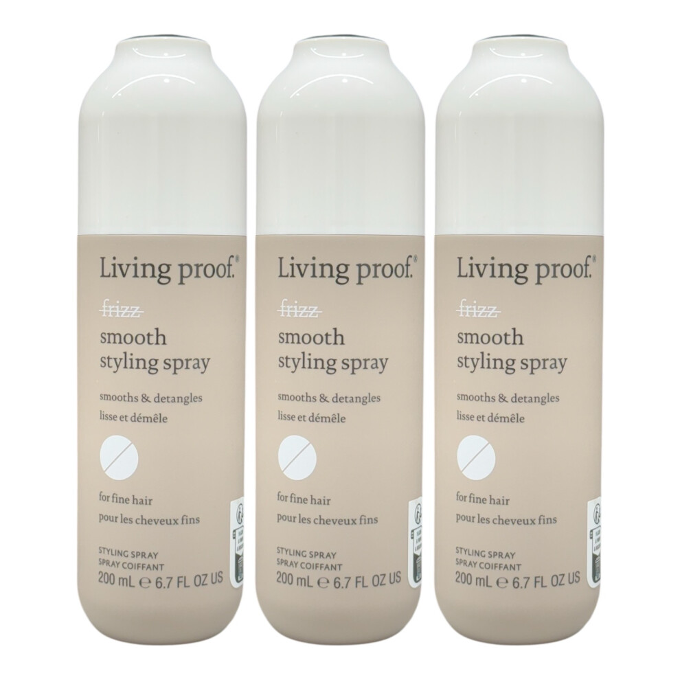 Living Proof No Frizz Smooth Styling Spray 6.7 Oz (Pack of 3)