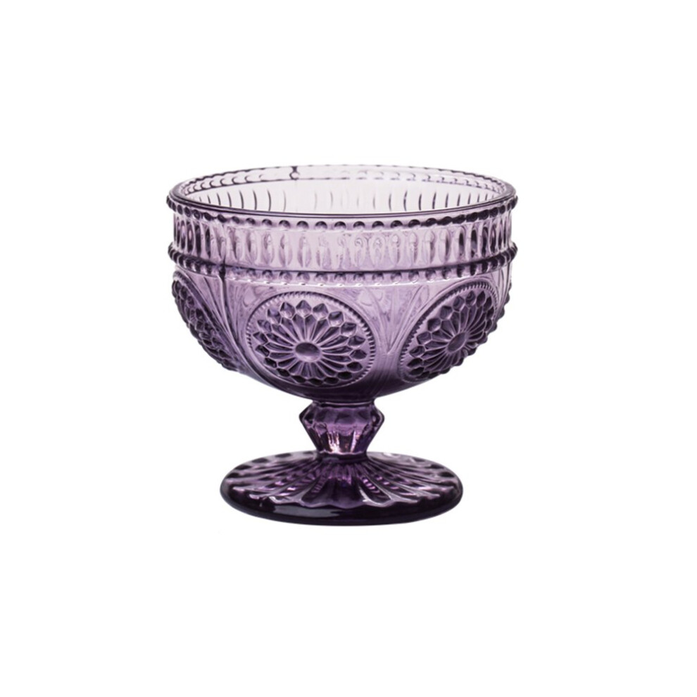CHOOLD Vintage Flower Embossed Glass Footed Dessert Bowl Ice Cream Bowl Trifle Bowl Salad Bowl Candy Cake Bowl for Home Party Wedding 9oz-image-OPC-PDP97T7-NEW