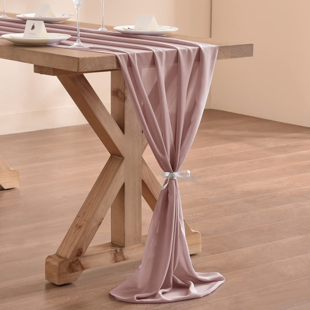 Socomi 10ft Dusty Rose Chiffon Table Runner 29x120 Inches Wedding Runner Sheer Thanksgiving Christmas Bridal Shower Decorations-image-OPC-PFRQRFQ-NEW