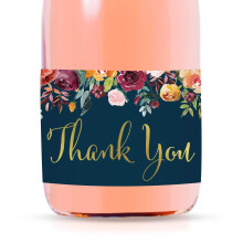 Andaz Press Mini Champagne Vin Bottle Etichete Mul?umesc toamna toamna Burgundy Navy Navy Blue Floral Roses