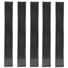 KINJOEK 5 pacotes de tapete de servio de bar de borracha de 3,2 x 24 polegadas, preto, porta-copos para bebidas longas,  prova de vazamentos, a