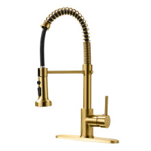 AIMADI gold Kitchen Faucet with Pull Down Sprayer,commercial Single Handle Brushed gold Kitchen Sink Faucet with Deck Plate